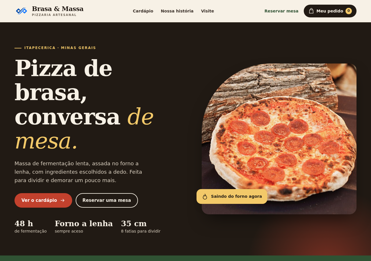 Site Brasa & Massa — pizzaria artesanal
